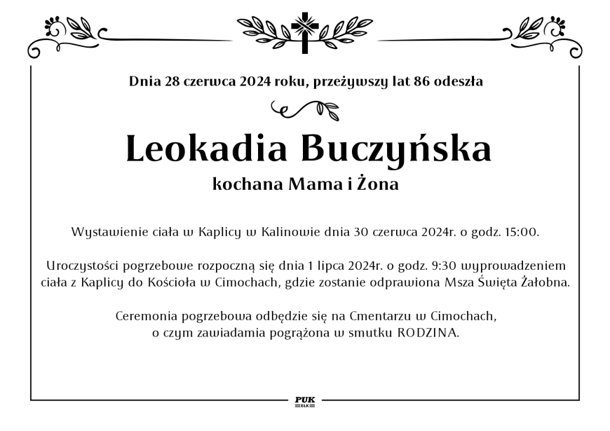 Leokadia Buczyńska - nekrolog